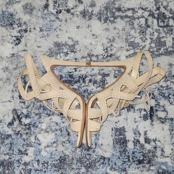 Beige/Nude Schutz 'Lenna' Lace up Strappy Heel - Picture 3 of 11